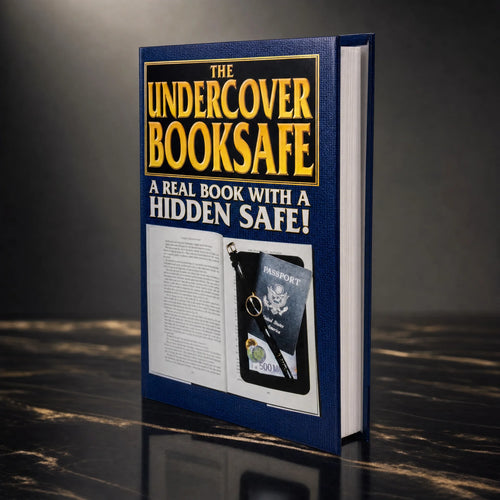 The Undercover Booksafe, a real hardcover book with a hidden safe compartment shown on its cover